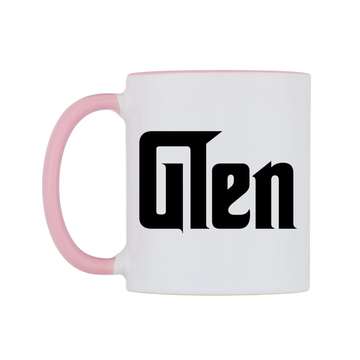 Glen - Godfather Themed Mug — white 11oz gloss mug with a pink inside and handle, right side, on a white background