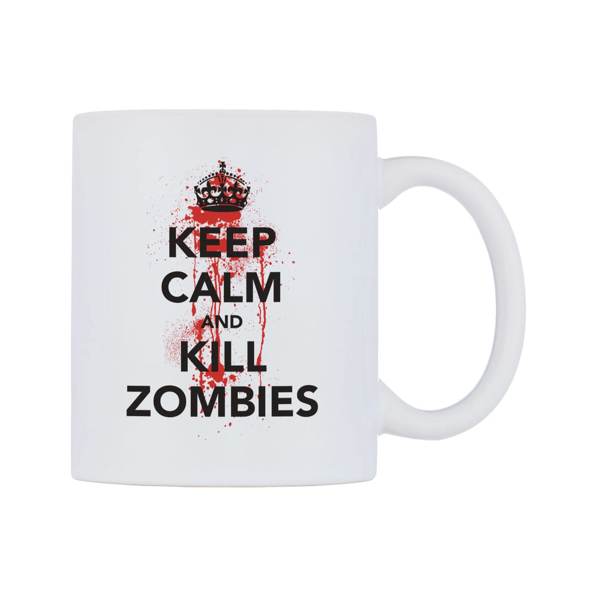 Keep Calm And Kill Zombies Mug — white 11oz gloss mug, left side, on a white background