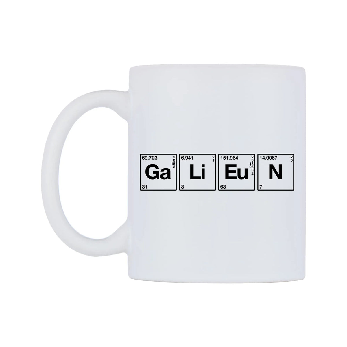Glen - Chemistry Themed Mug — mug, right side, on a white background