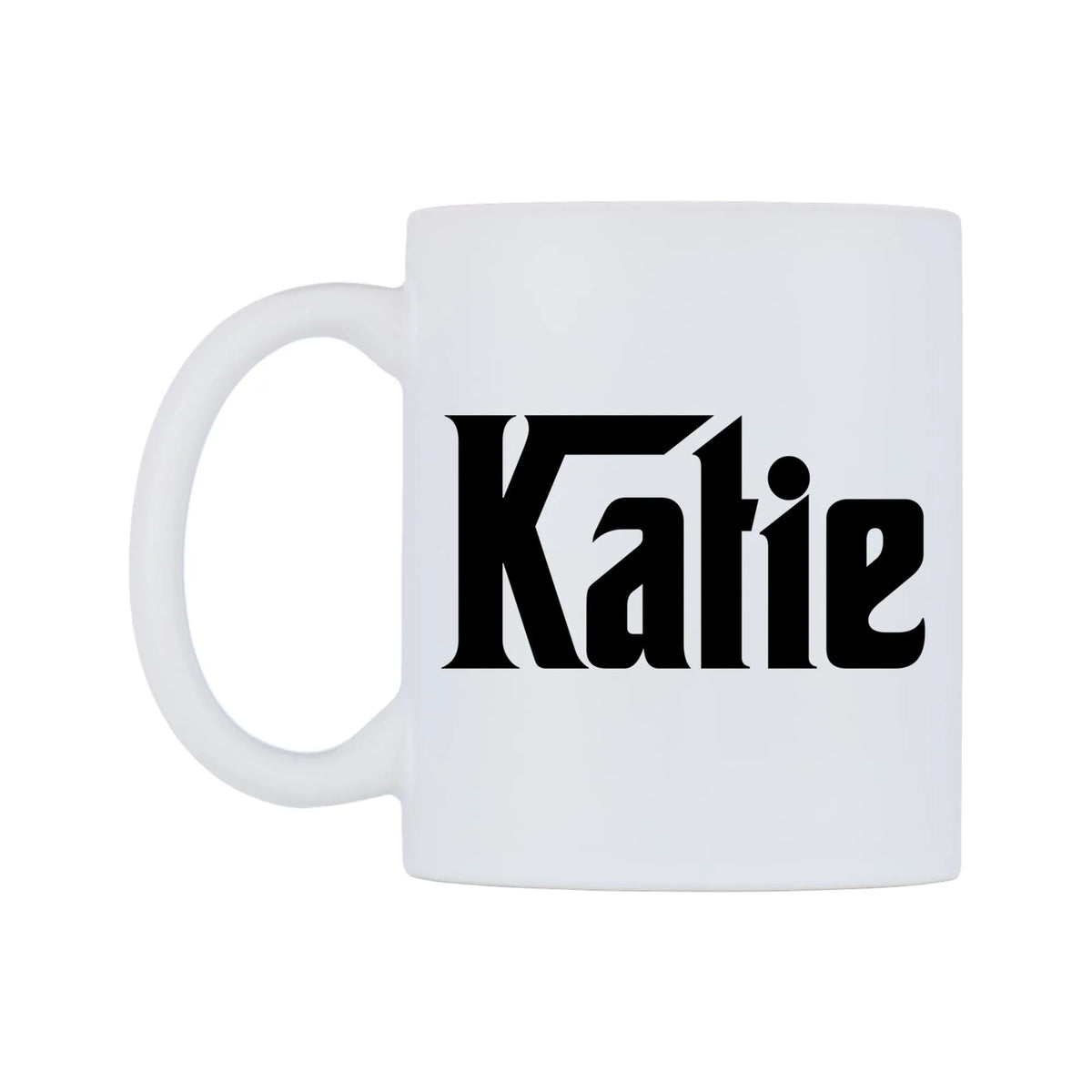 Katie - Godfather Themed Mug — white 11oz gloss mug, right side, on a white background