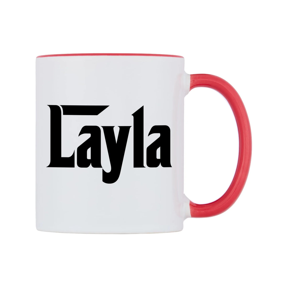 Layla - Godfather Themed Mug — white 11oz gloss mug with a red inside and handle, left side, on a white background