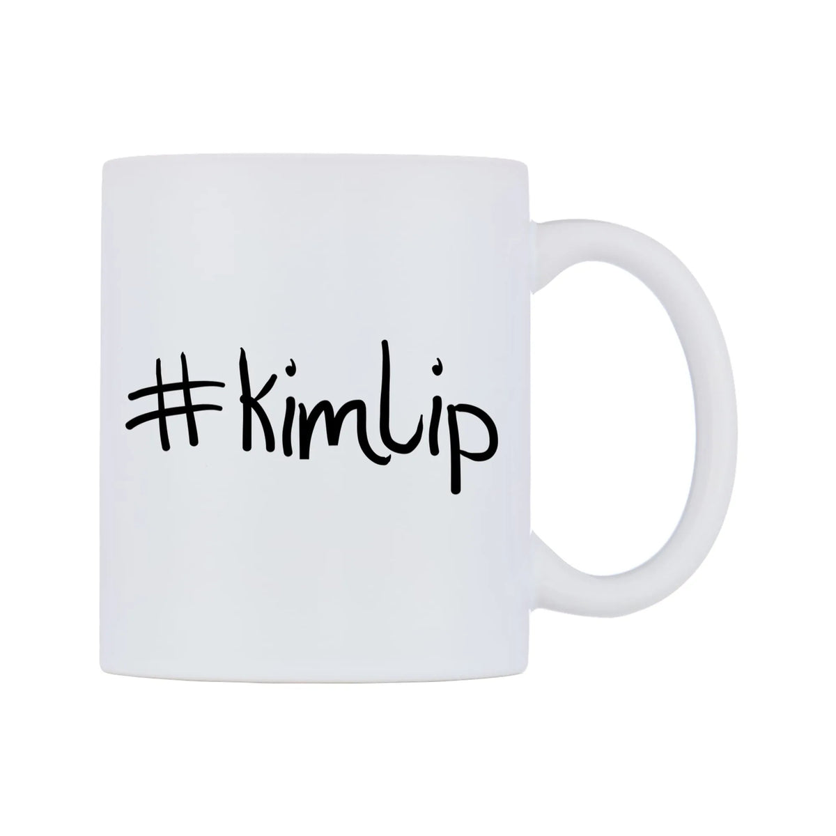 kimlip Mug — mug, left side, on a white background
