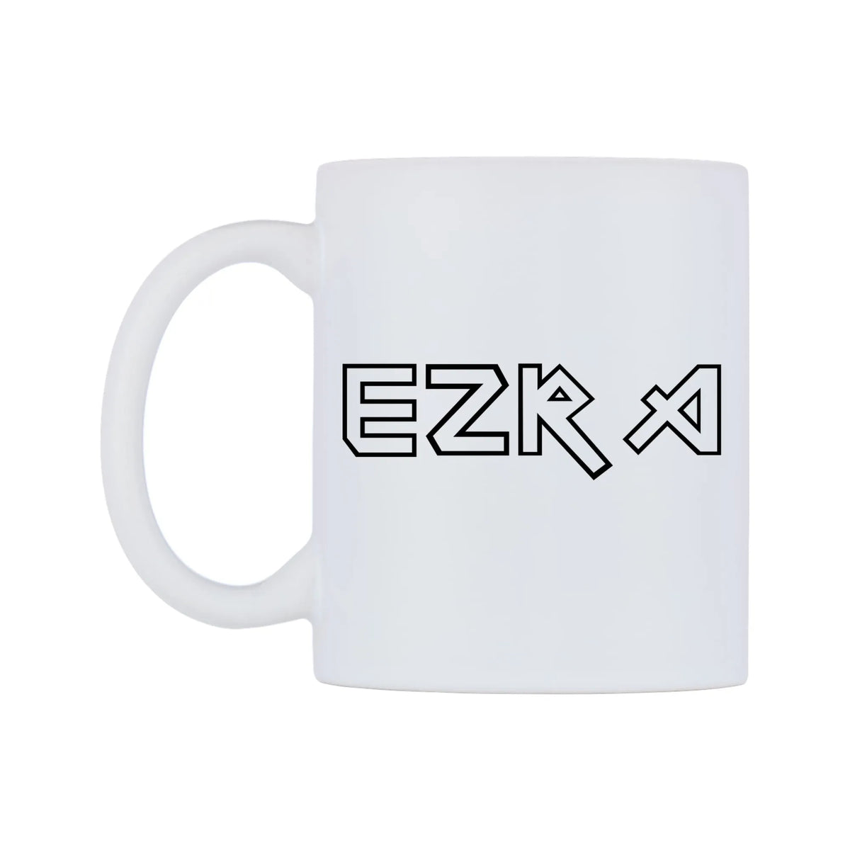 Ezra - Iron Maiden Themed Mug — white 11oz gloss mug, right side, on a white background
