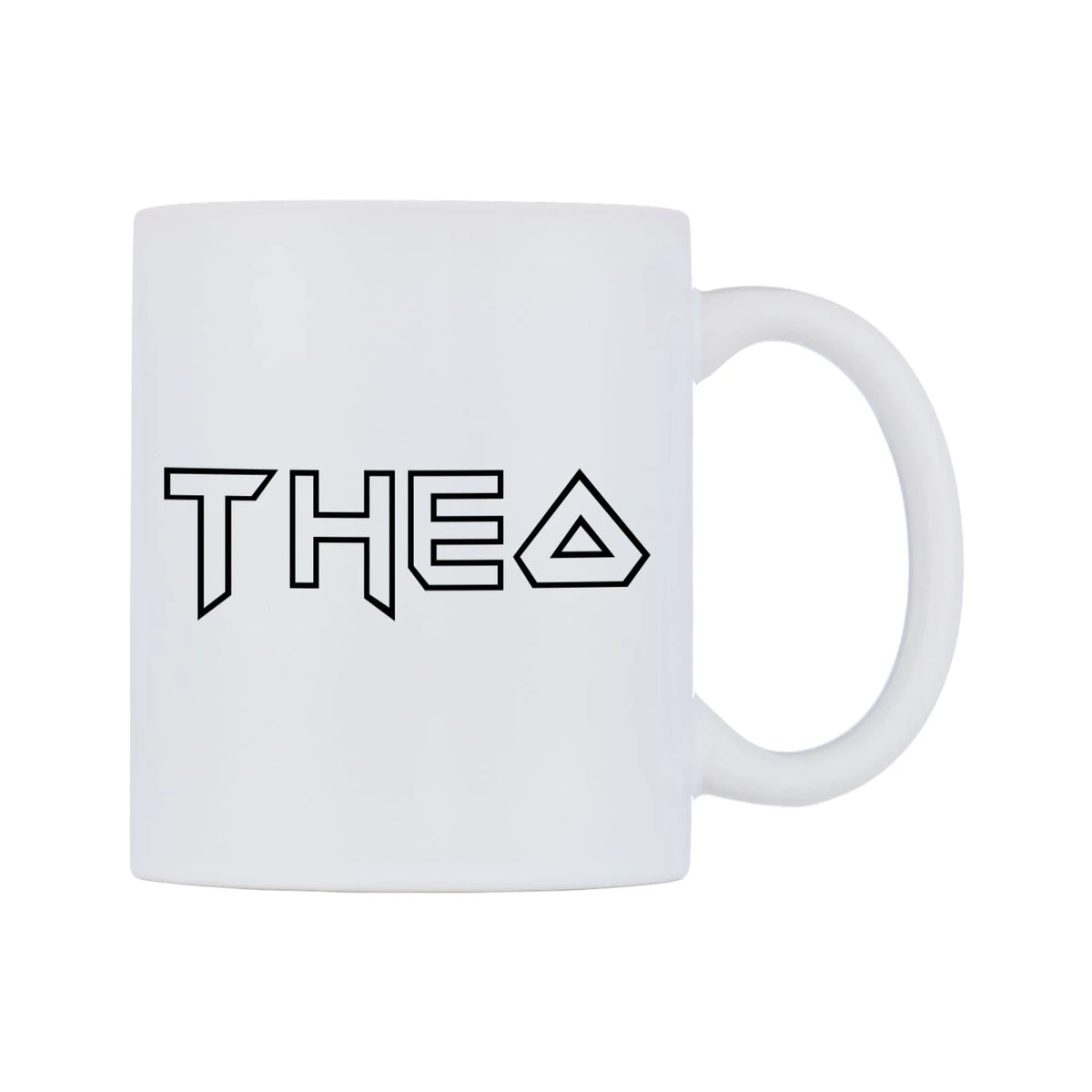 Theo - Iron Maiden Themed Mug — white 11oz gloss mug, left side, on a white background
