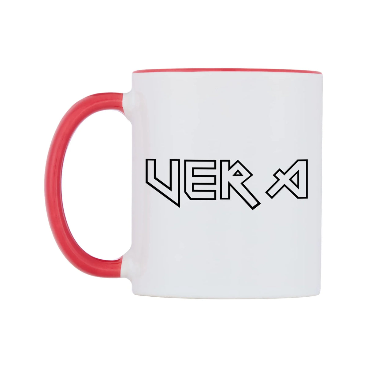 Vera - Iron Maiden Themed Mug — white 11oz gloss mug with a red inside and handle, right side, on a white background