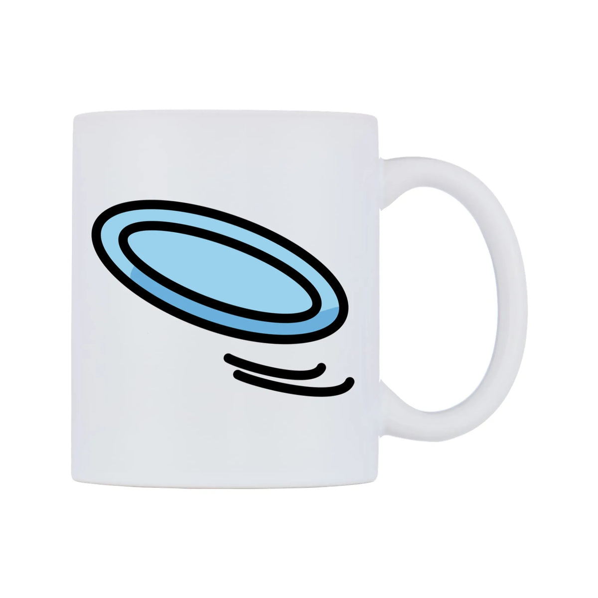 Flying Disc Emoji Mug — mug, left side, on a white background
