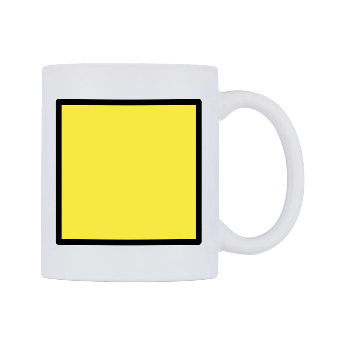 Yellow Square Emoji Mug — mug, left side, on a white background