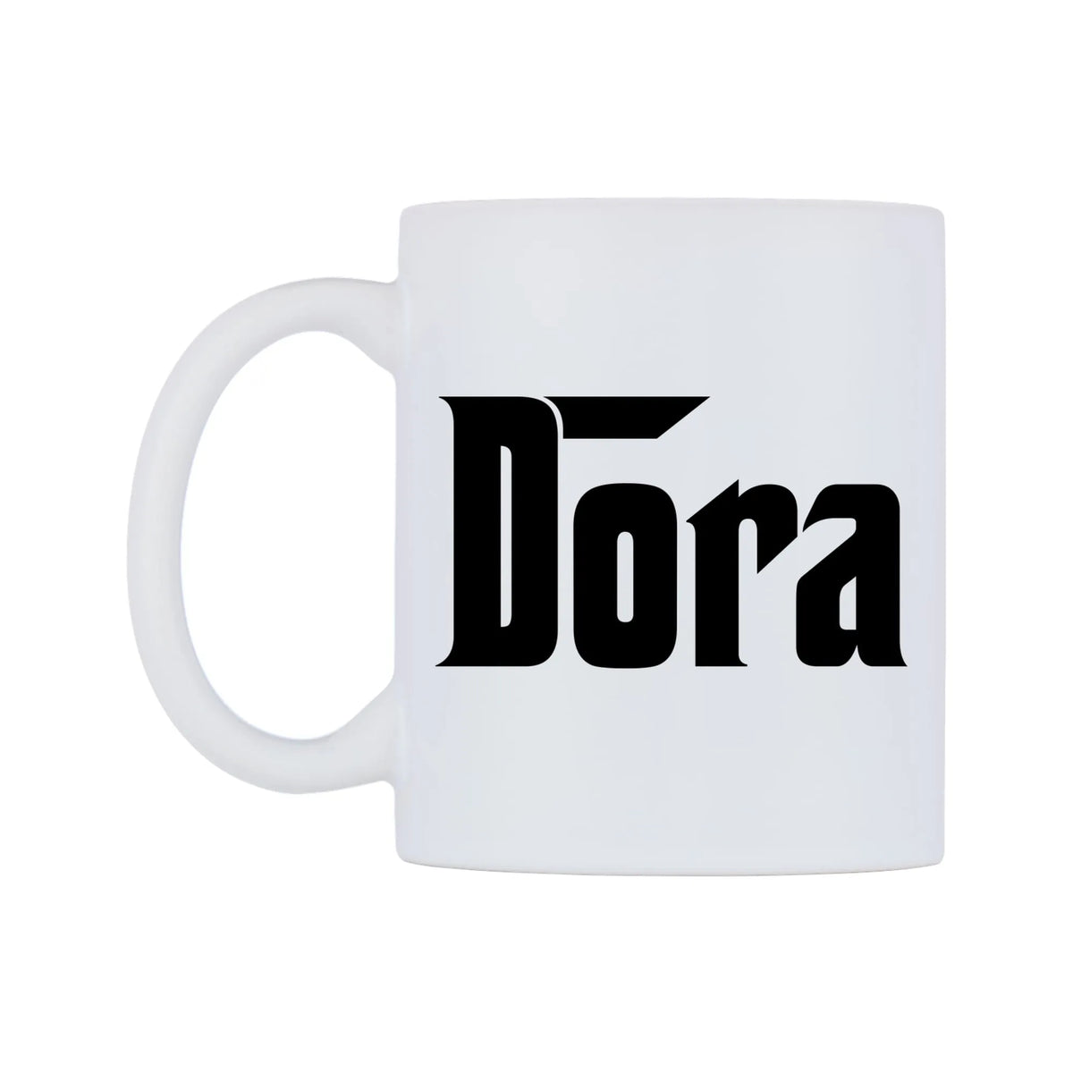 Dora - Godfather Themed Mug — white 11oz gloss mug, right side, on a white background