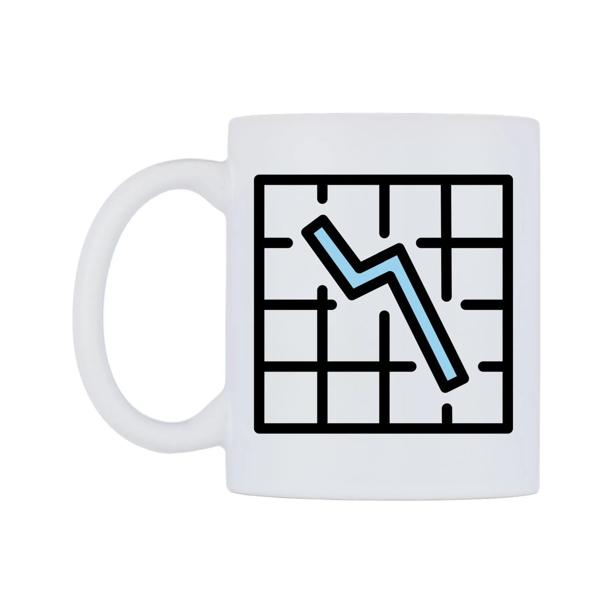 Chart Decreasing Emoji Mug — mug, right side, on a white background