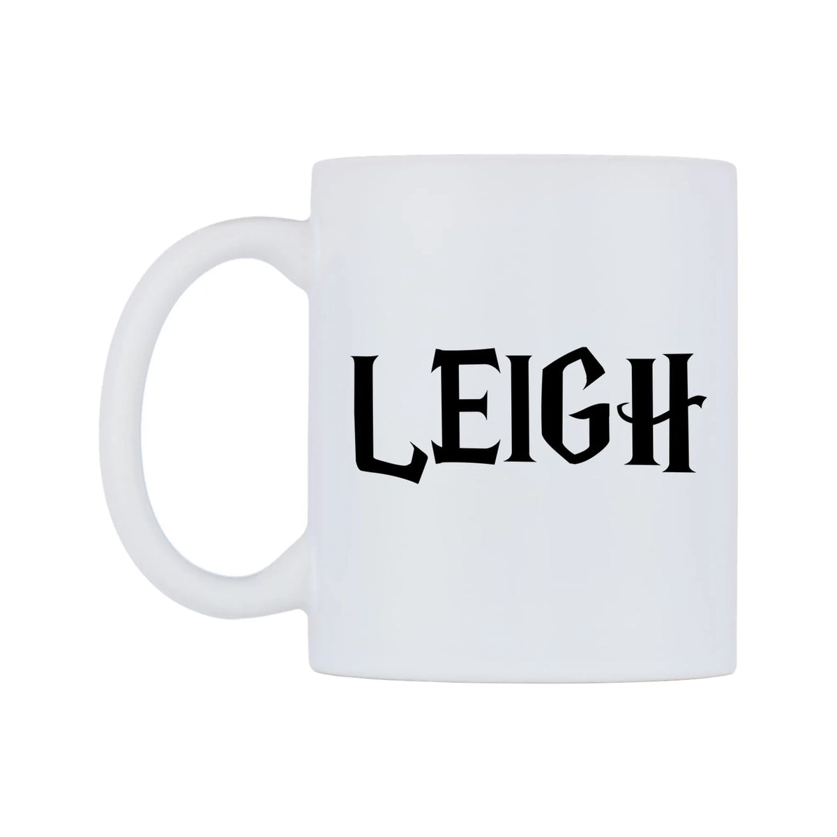 Leigh - Wizard Themed Mug — mug, right side, on a white background