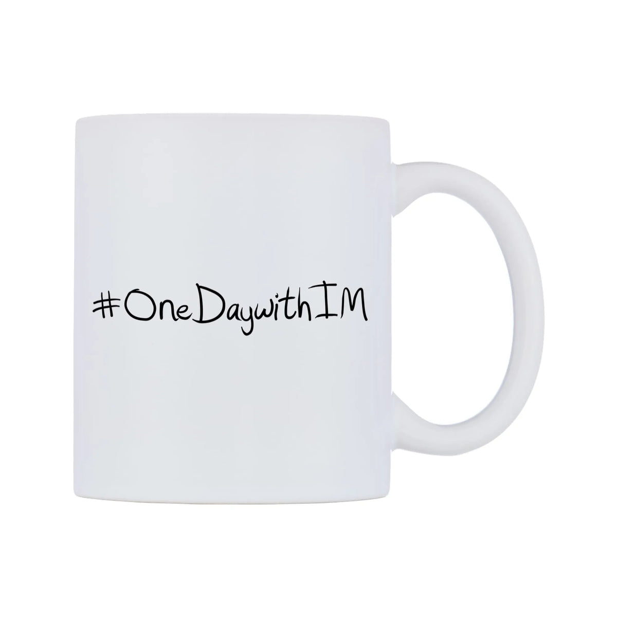 OneDaywithIM Mug — mug, left side, on a white background