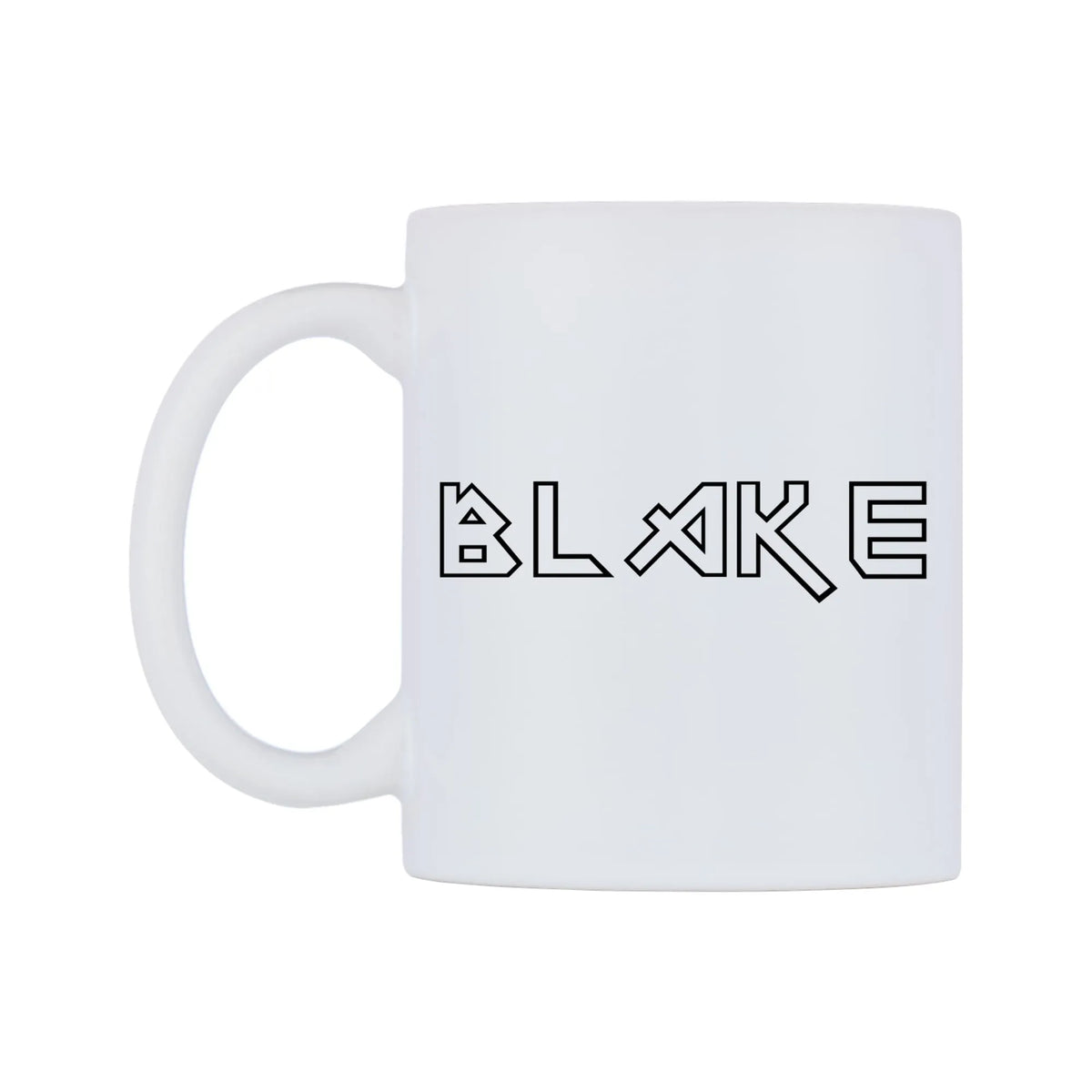 Blake - Iron Maiden Themed Mug — white 11oz gloss mug, right side, on a white background