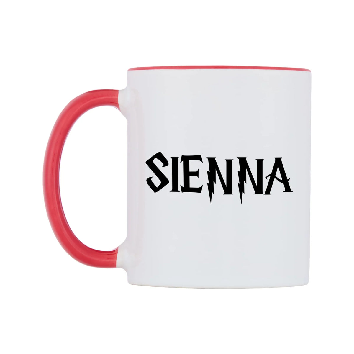 Sienna - Wizard Themed Mug — white 11oz gloss mug with a red inside and handle, right side, on a white background