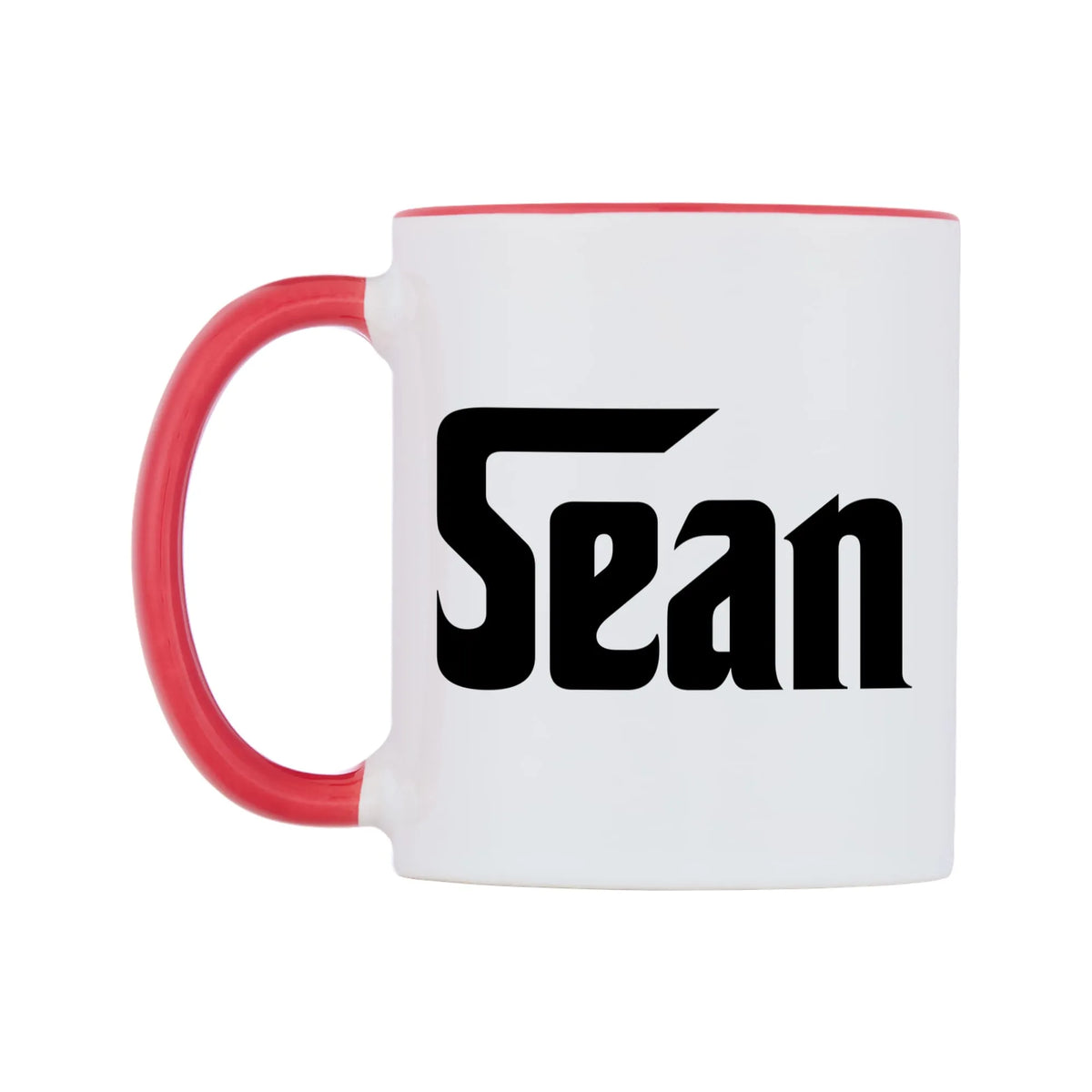 Sean - Godfather Themed Mug — white 11oz gloss mug with a red inside and handle, right side, on a white background