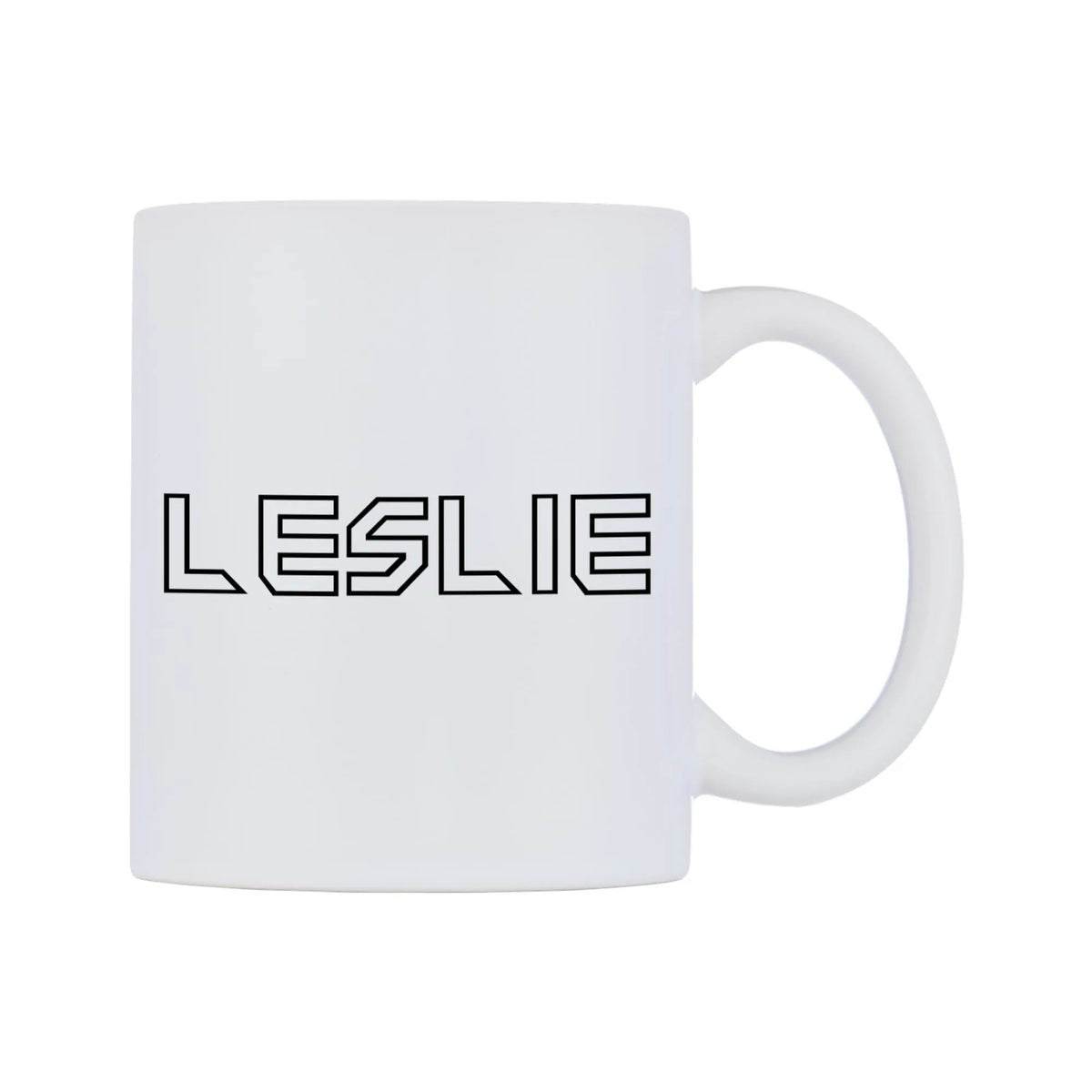 Leslie - Iron Maiden Themed Mug — white 11oz gloss mug, left side, on a white background