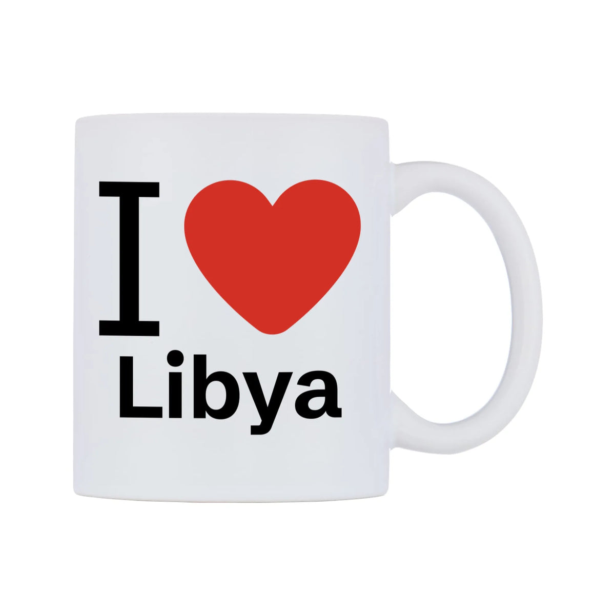 I Love Libya Mug — white 11oz gloss mug, left side, on a white background