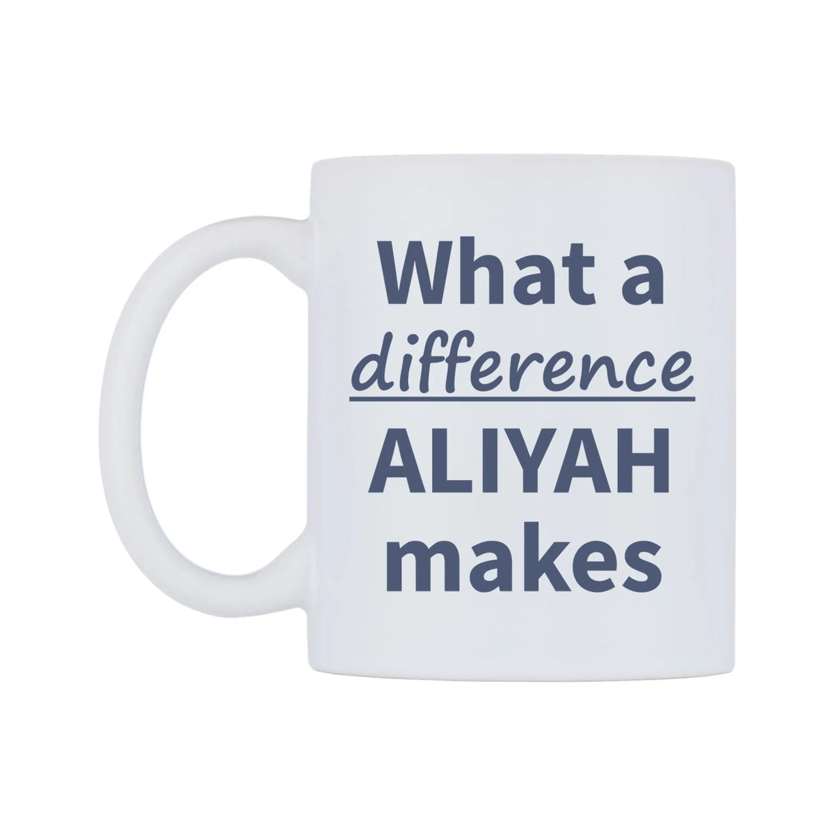 What a difference ALIYAH makes Mug — mug, right side, on a white background