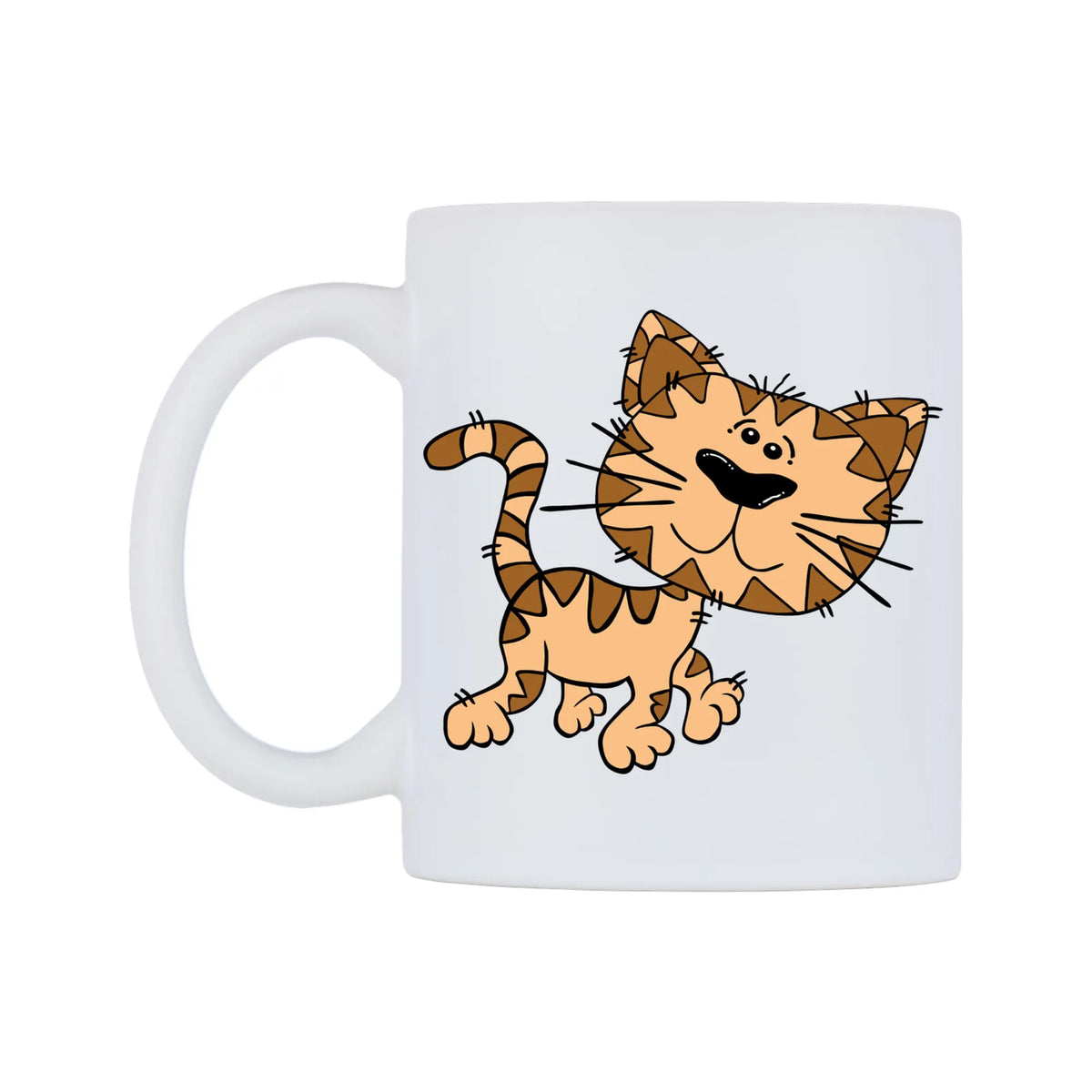 Cute Cat Mug — white 11oz gloss mug, right side, on a white background