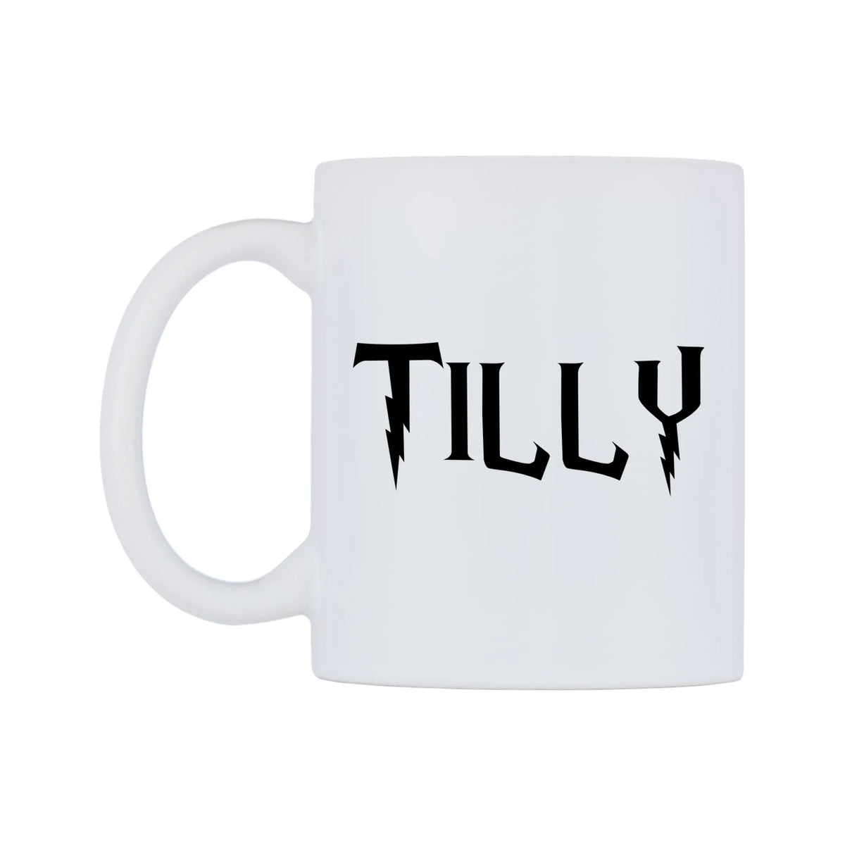 Tilly - Wizard Themed Mug — white 11oz gloss mug, right side, on a white background
