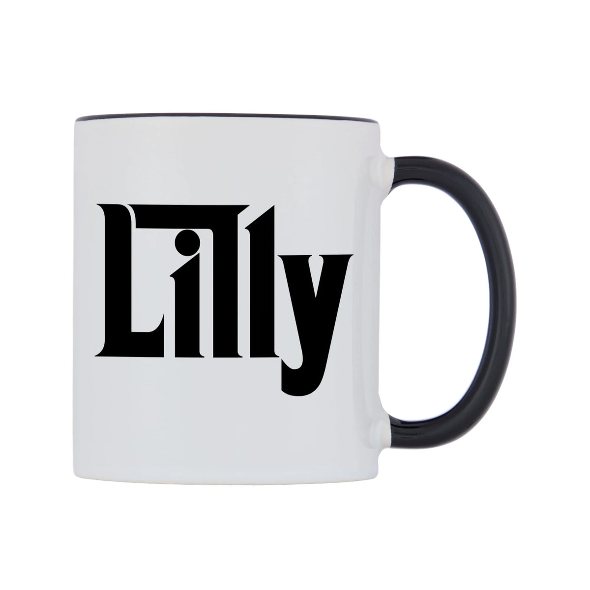 Lilly - Godfather Themed Mug — white 11oz gloss mug with a black inside and handle, left side, on a white background