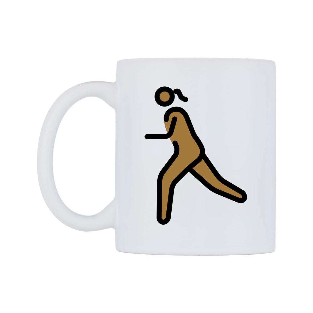 Female Running: Medium-Dark Skin Tone Emoji Mug — mug, right side, on a white background