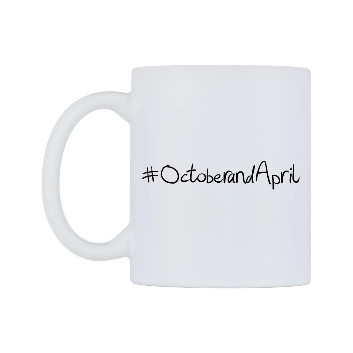 OctoberandApril Mug — mug, right side, on a white background