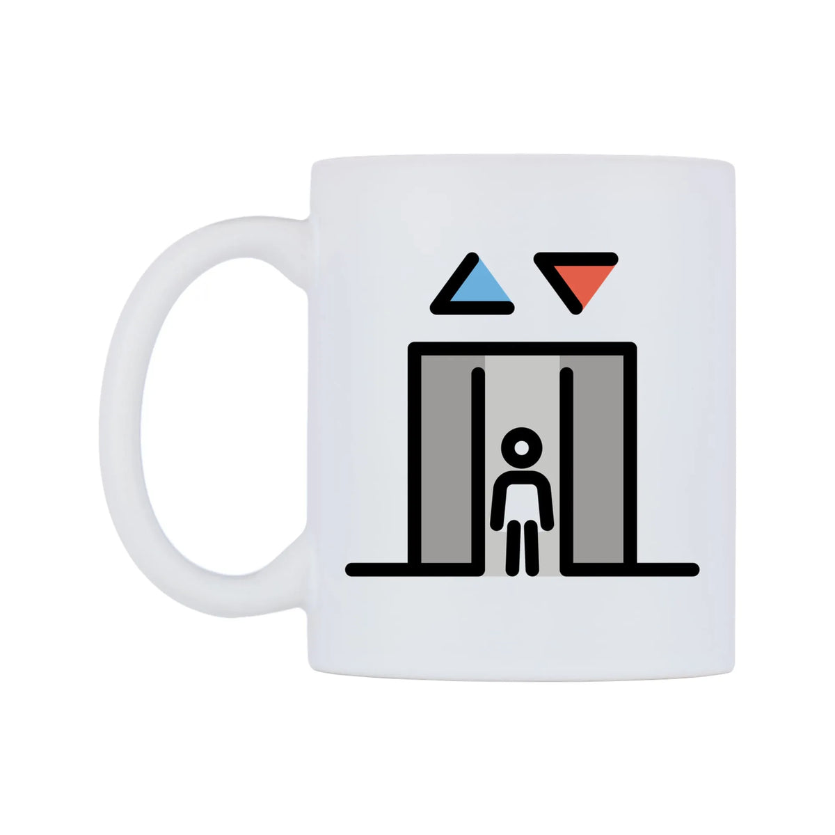Elevator Emoji Mug — mug, right side, on a white background