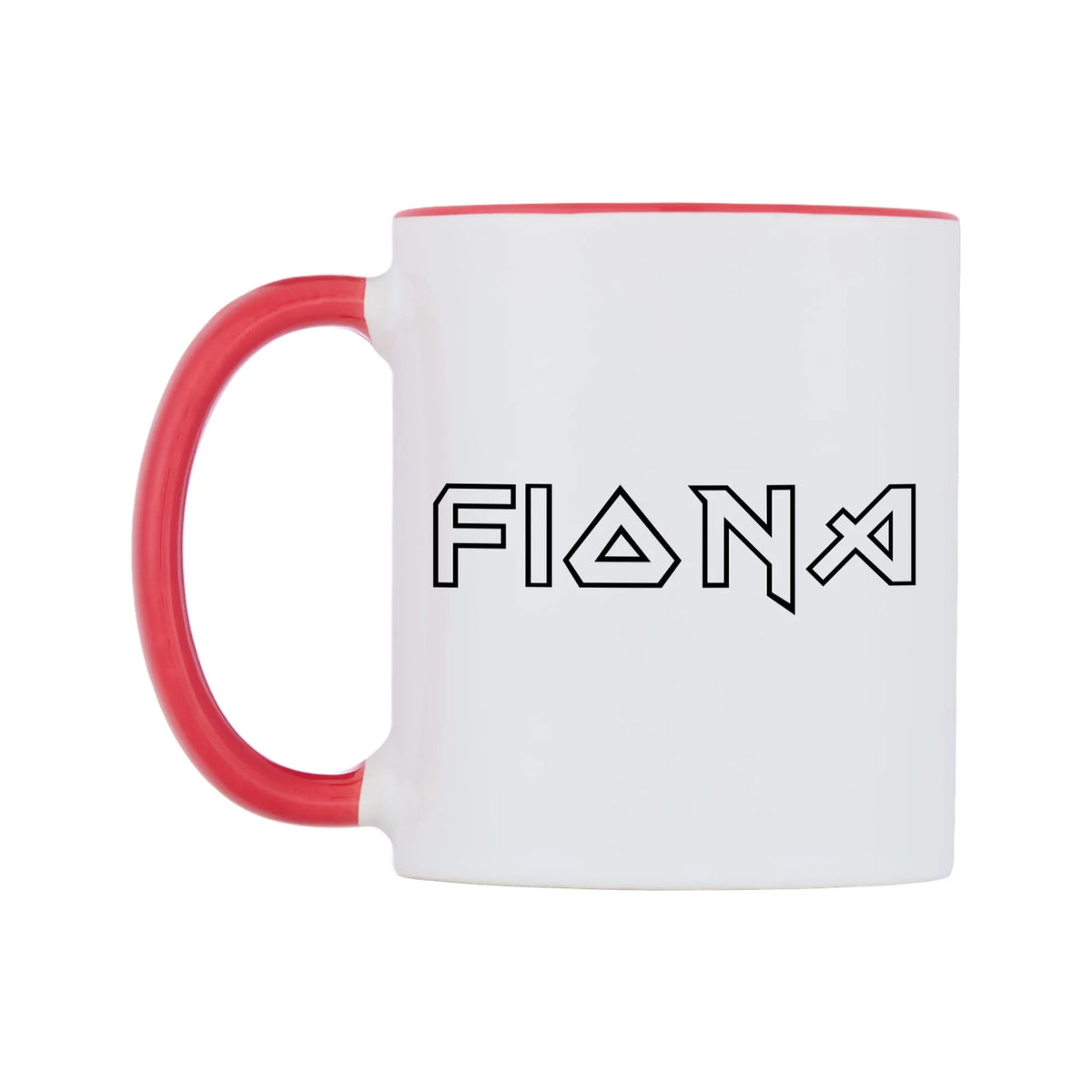 Fiona - Iron Maiden Themed Mug — white 11oz gloss mug with a red inside and handle, right side, on a white background