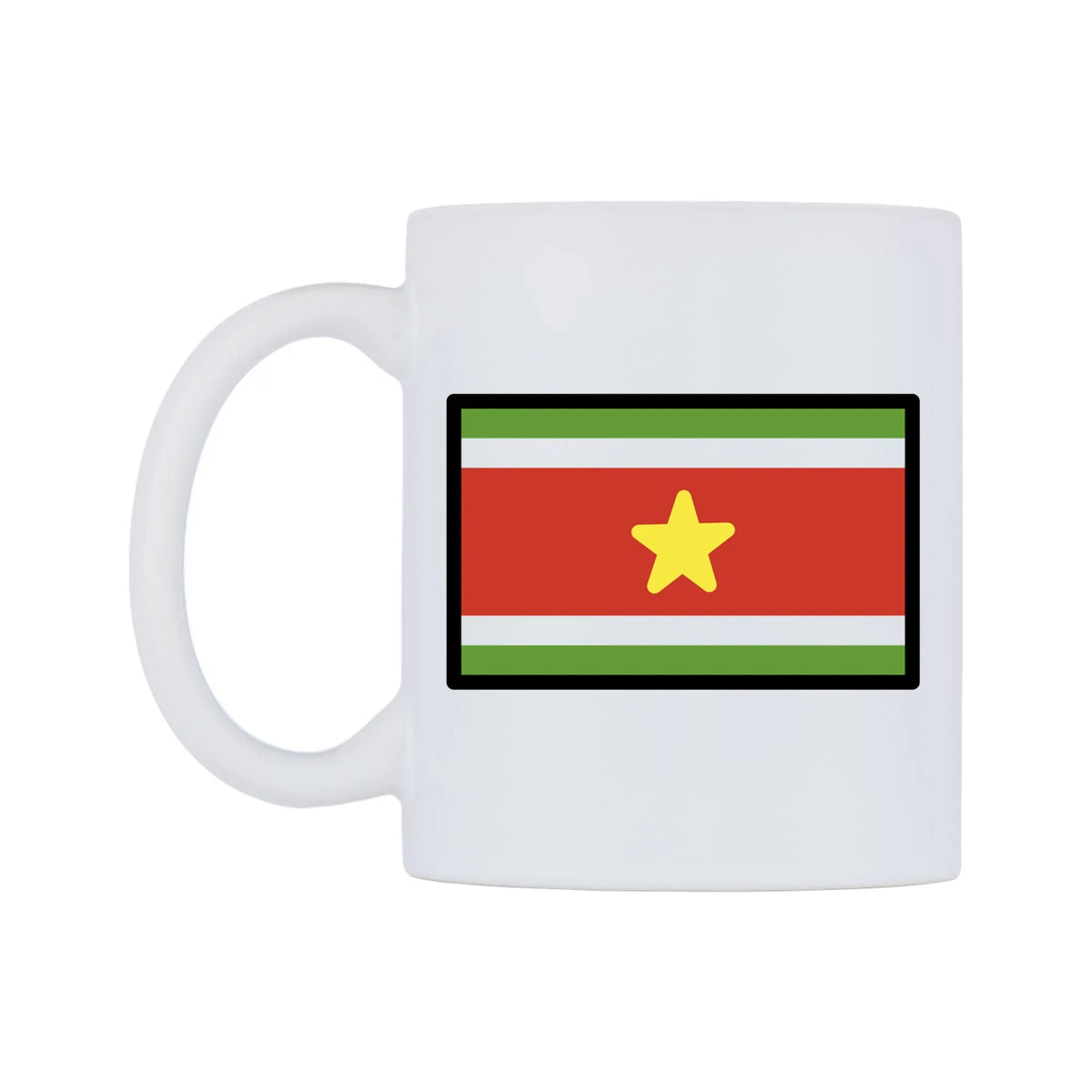 Suriname Flag Emoji Mug — mug, right side, on a white background