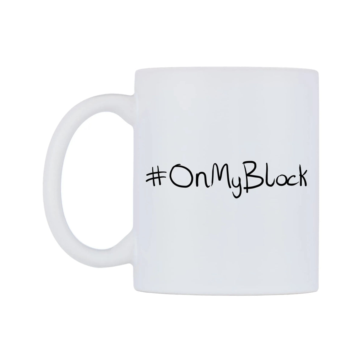 OnMyBlock Mug — mug, right side, on a white background