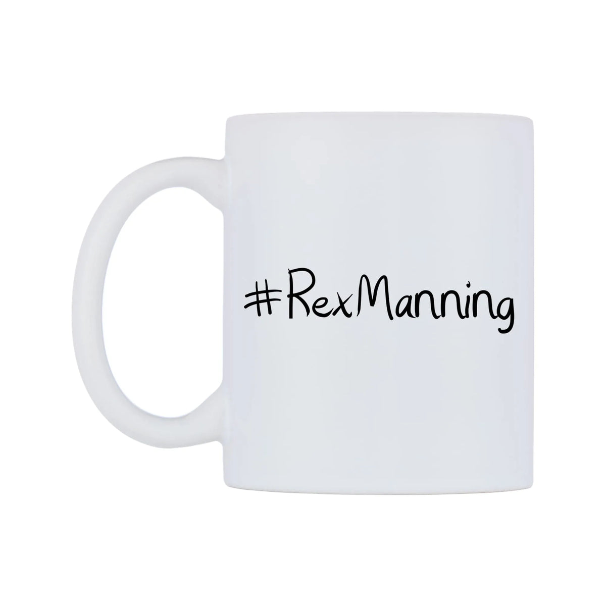 RexManning Mug — mug, right side, on a white background