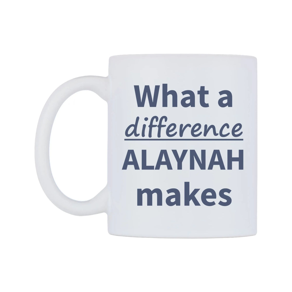 What a difference ALAYNAH makes Mug — mug, right side, on a white background