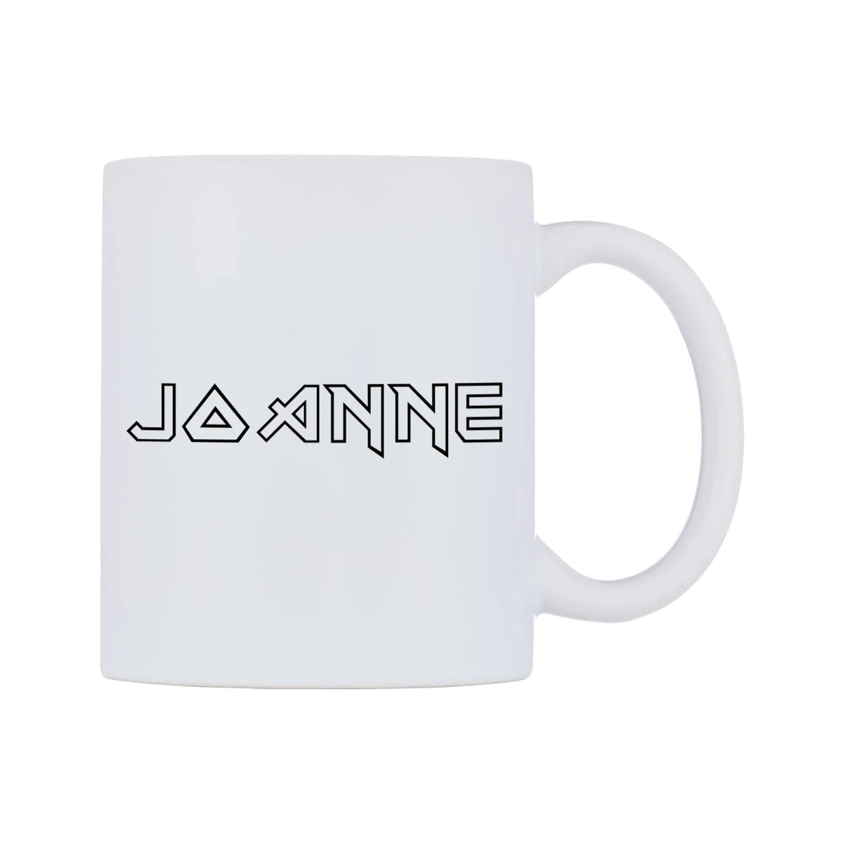 Joanne - Iron Maiden Themed Mug — white 11oz gloss mug, left side, on a white background