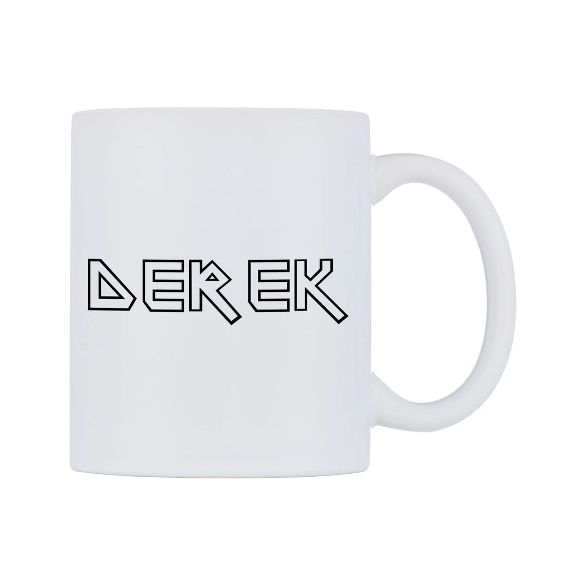 Derek - Iron Maiden Themed Mug — white 11oz gloss mug, left side, on a white background
