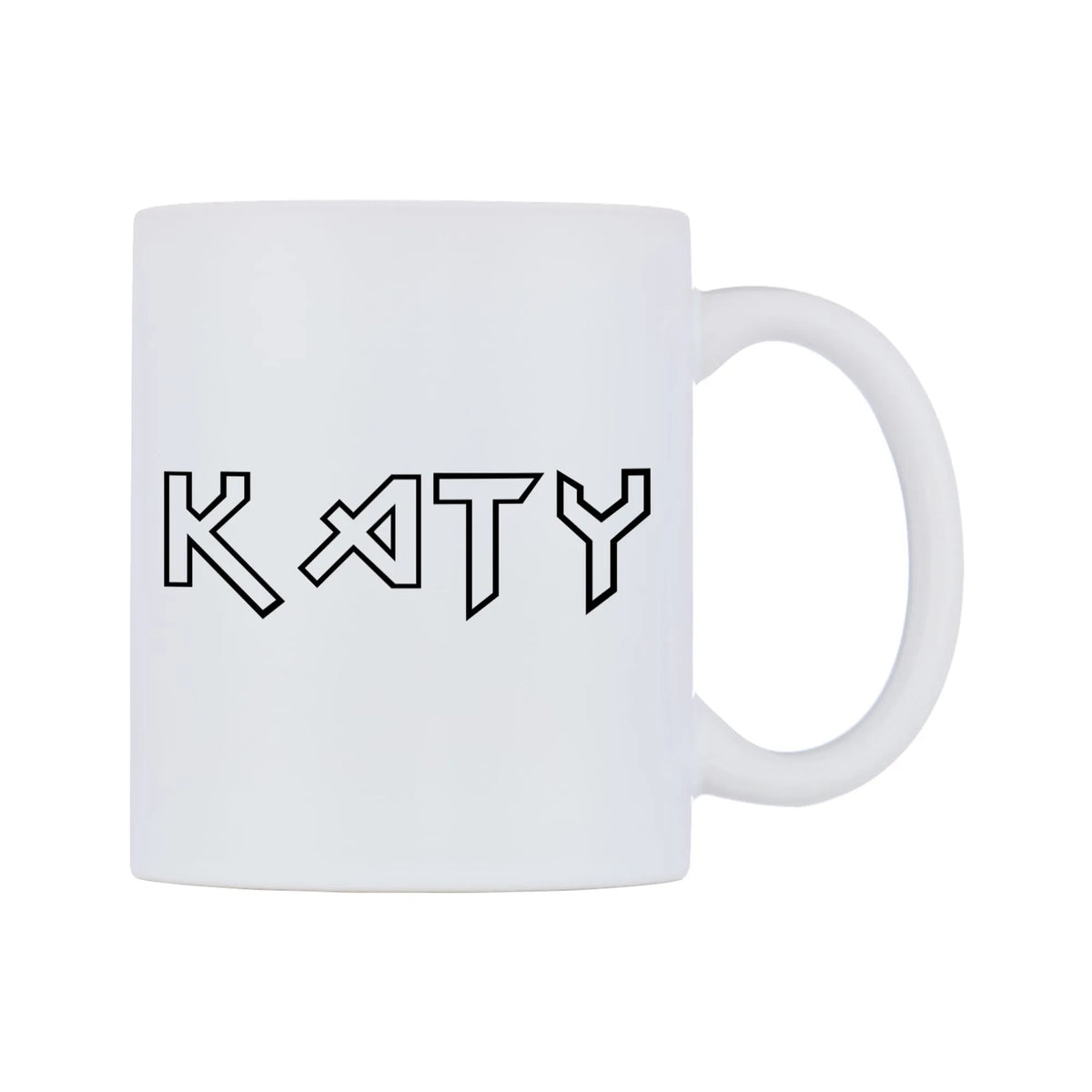 Katy - Iron Maiden Themed Mug — white 11oz gloss mug, left side, on a white background