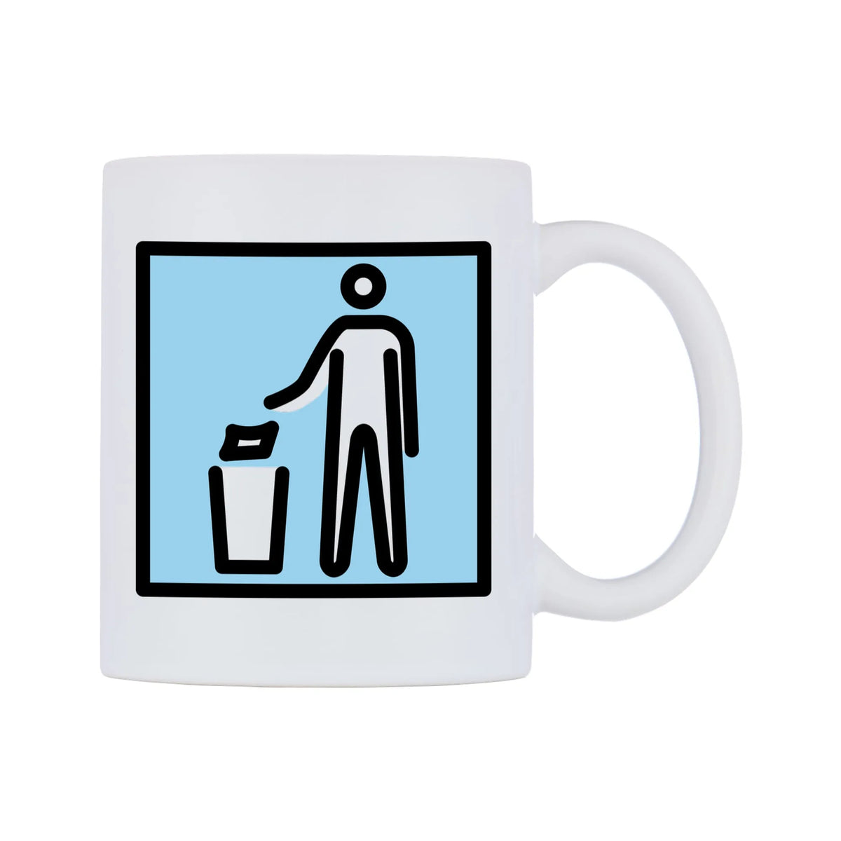 Litter In Bin Sign Emoji Mug — mug, left side, on a white background
