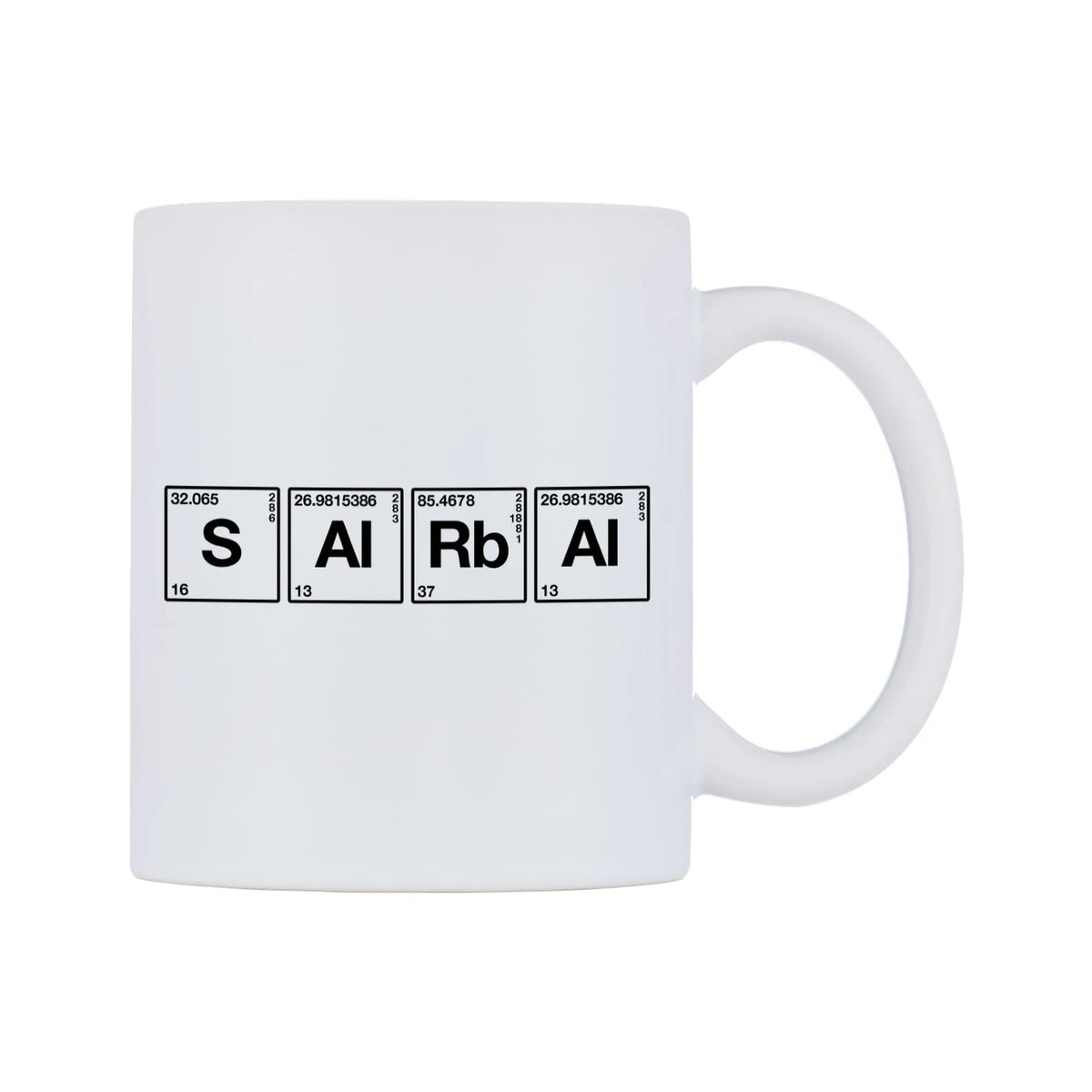 Sara - Chemistry Themed Mug — mug, left side, on a white background