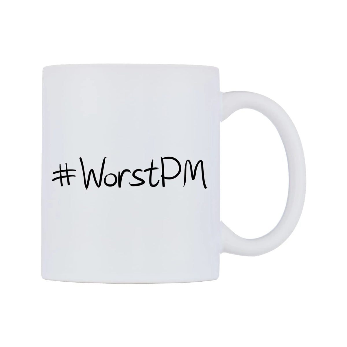 WorstPM Mug — mug, left side, on a white background