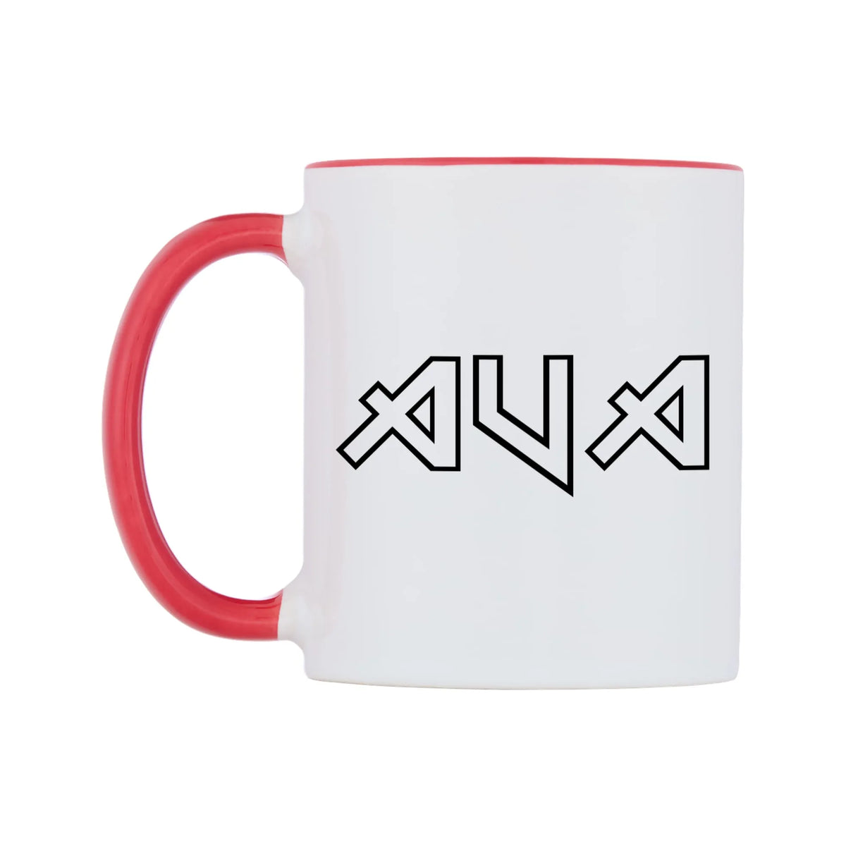 Ava - Iron Maiden Themed Mug — white 11oz gloss mug with a red inside and handle, right side, on a white background