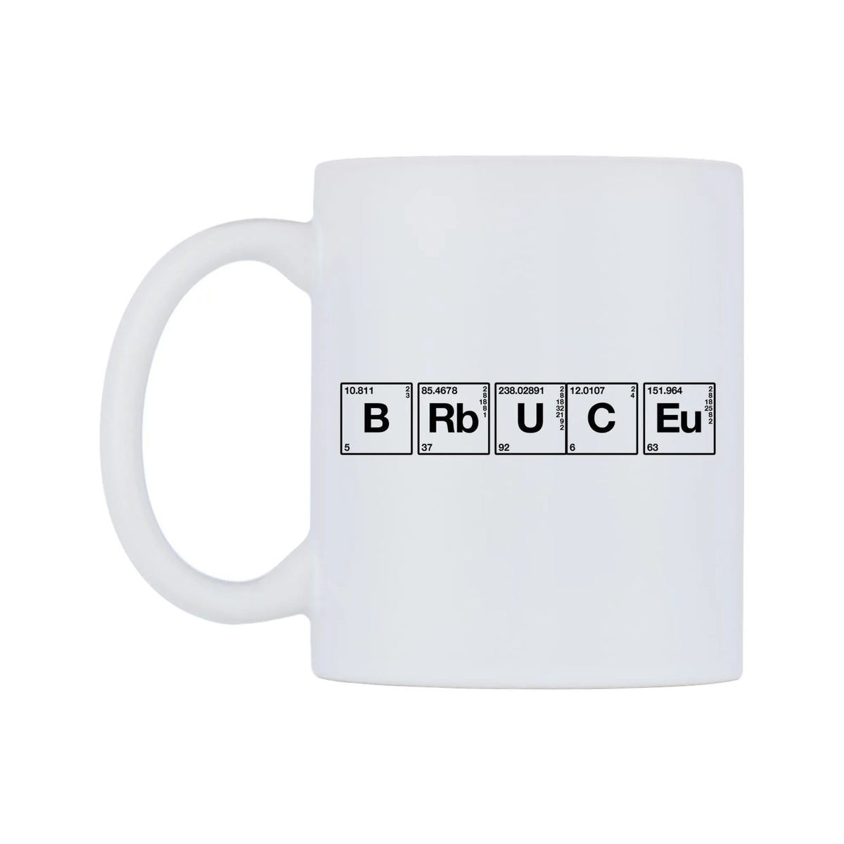 Bruce - Chemistry Themed Mug — mug, right side, on a white background