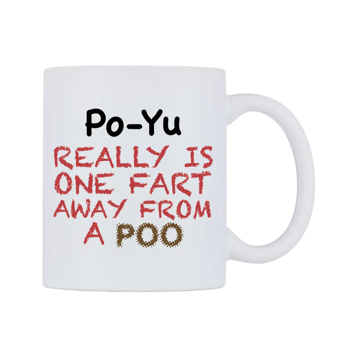 Po-Yu Really is ONE Fart Away from A Poo Mug — mug, left side, on a white background