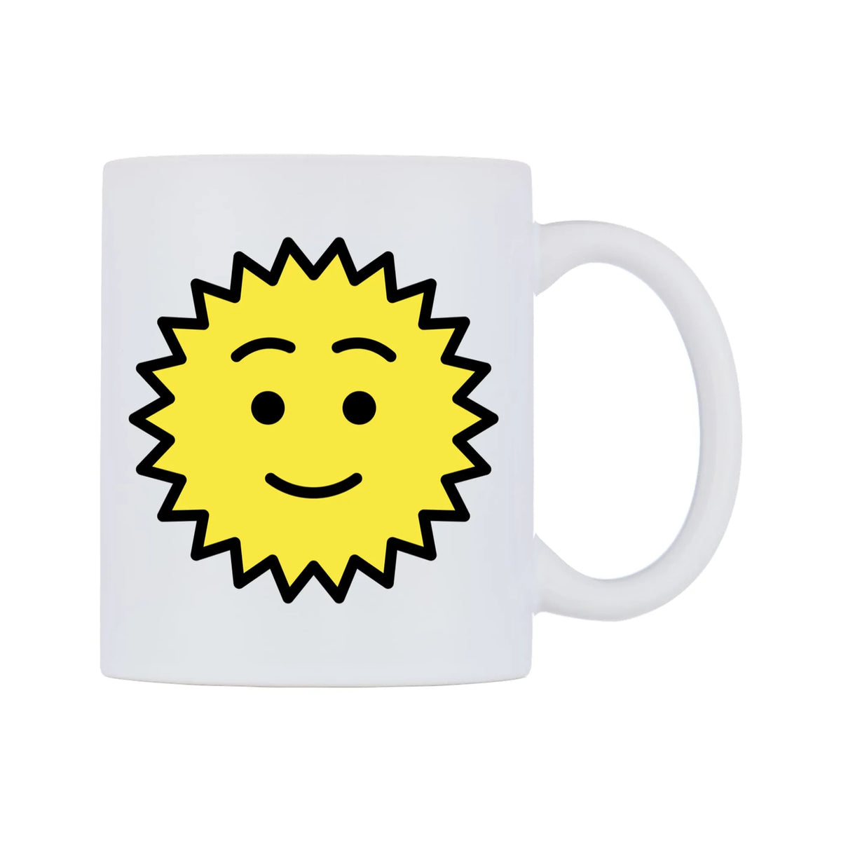 Sun With Face Emoji Mug — mug, left side, on a white background