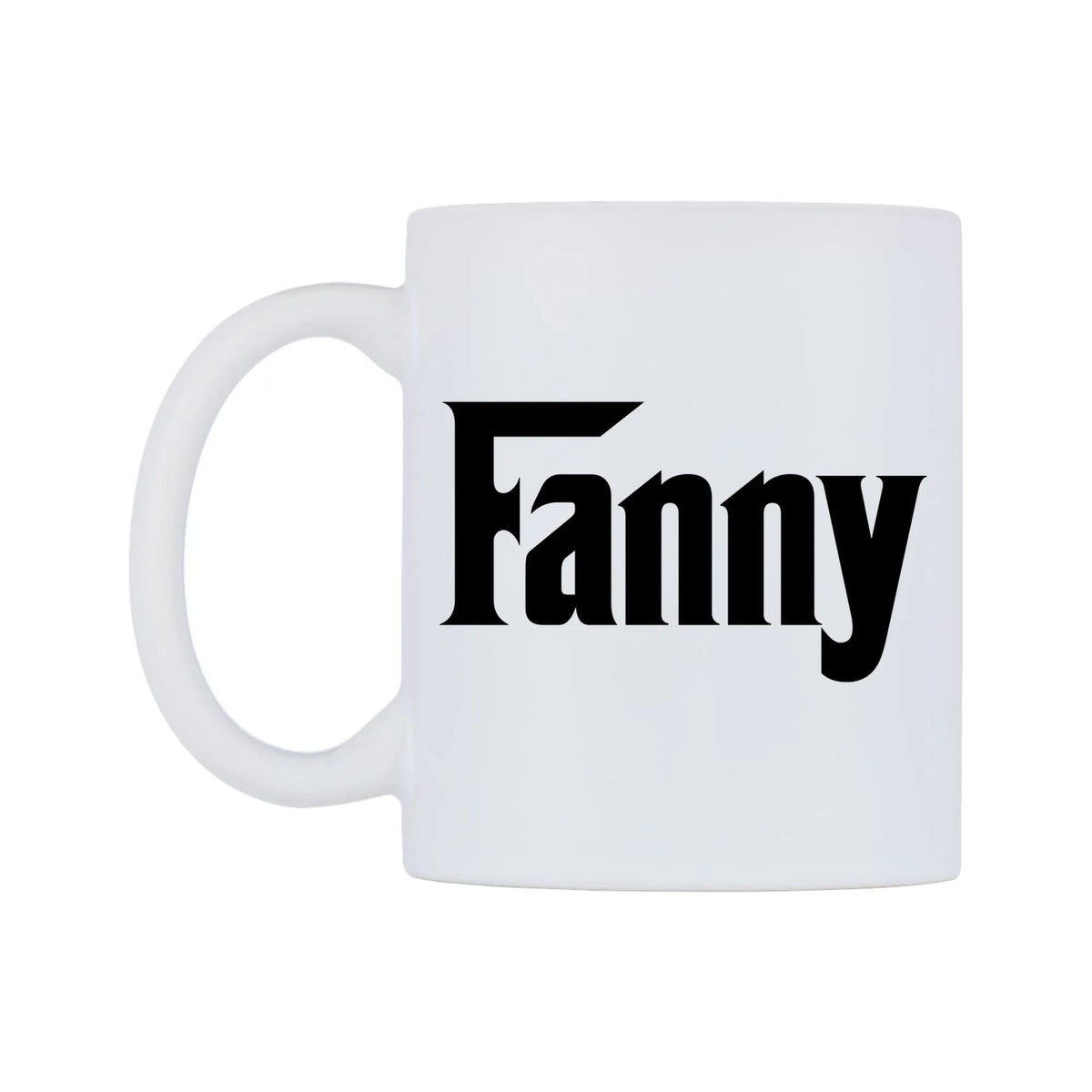 Fanny - Godfather Themed Mug — white 11oz gloss mug, right side, on a white background
