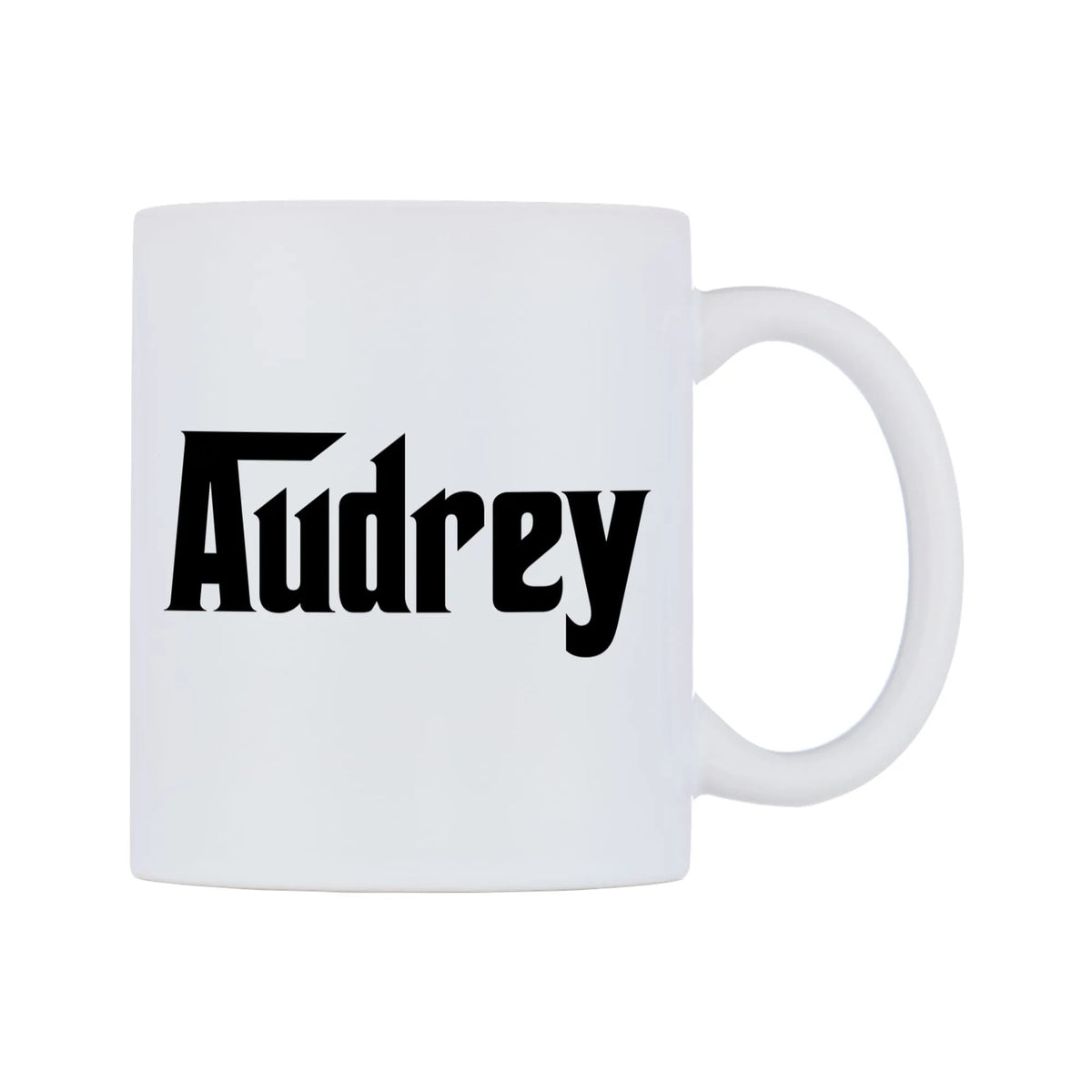 Audrey - Godfather Themed Mug — white 11oz gloss mug, left side, on a white background
