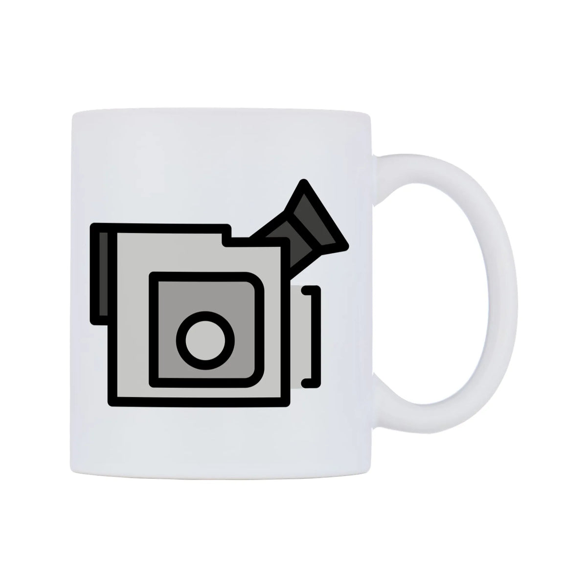 Video Camera Emoji Mug — mug, left side, on a white background
