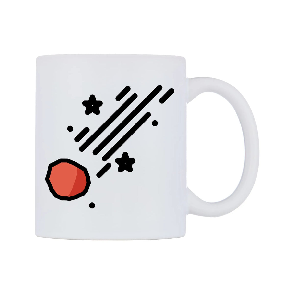 Comet Emoji Mug — mug, left side, on a white background