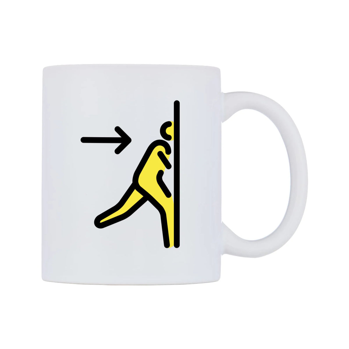 Emergency Exit Emoji Mug — mug, left side, on a white background