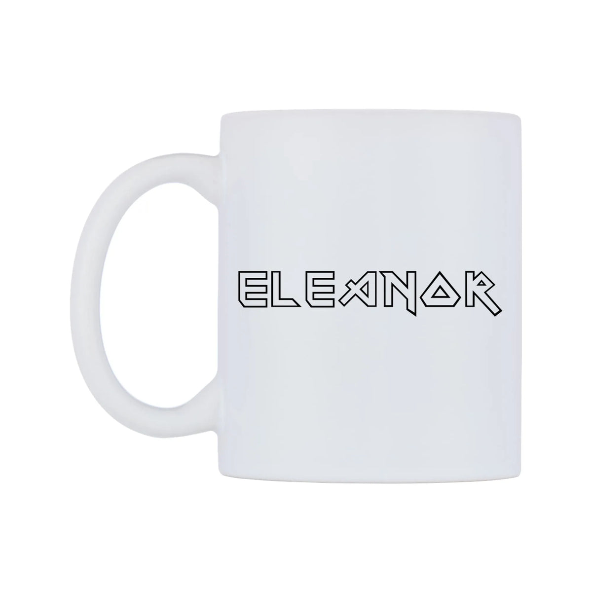 Eleanor - Iron Maiden Themed Mug — white 11oz gloss mug, right side, on a white background