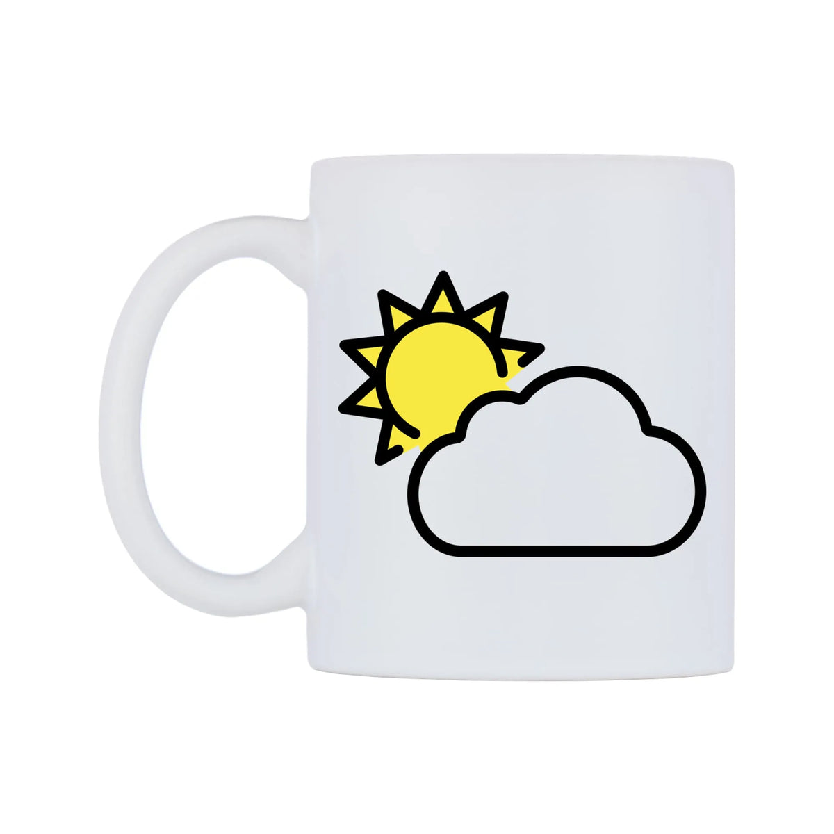 Sun Behind Cloud Emoji Mug — mug, right side, on a white background