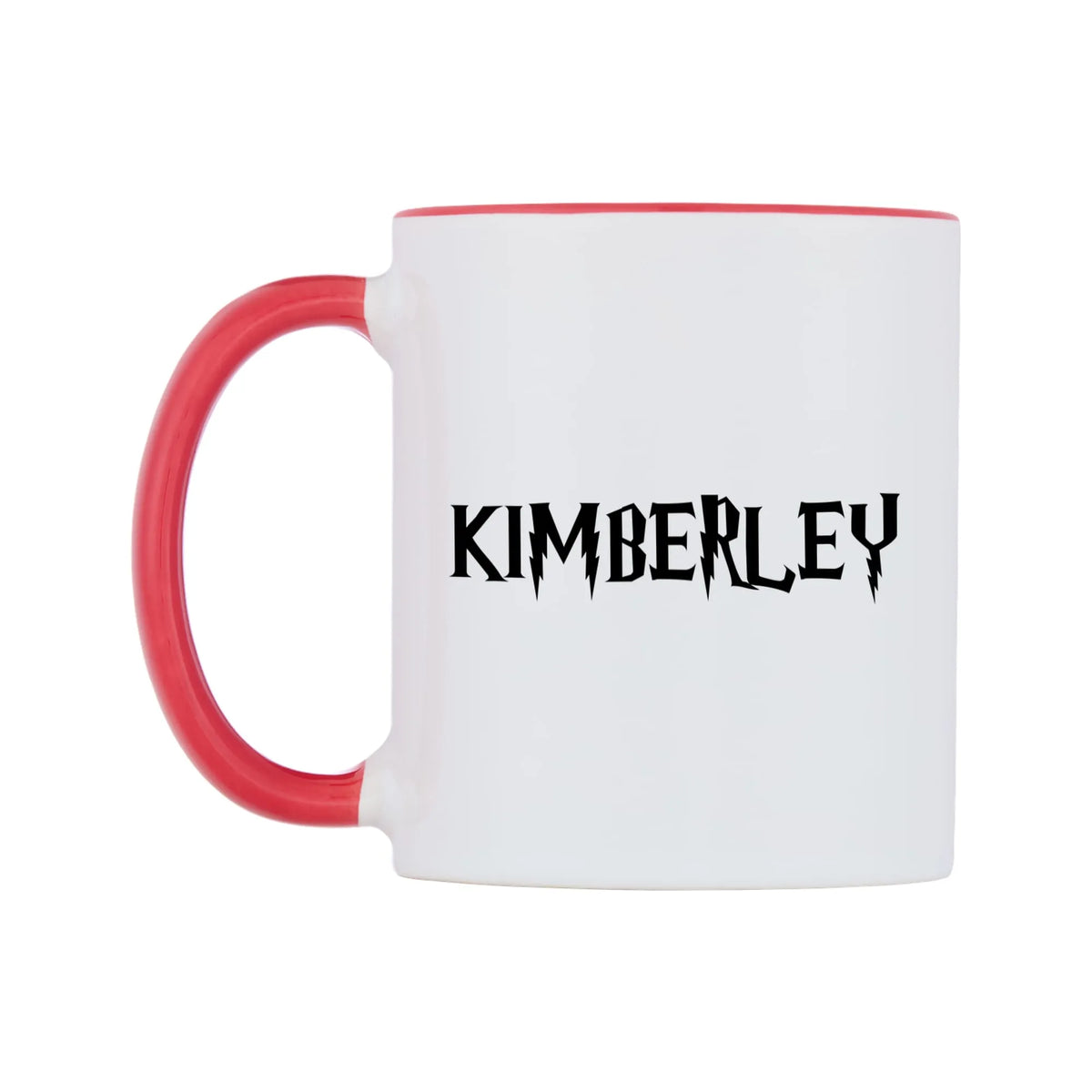 Kimberley - Wizard Themed Mug — white 11oz gloss mug with a red inside and handle, right side, on a white background